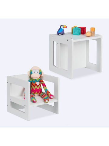 relaxdays 2 x Kindersitzhocker in Weiß - (B)30 x (H)30 x (T)30 cm