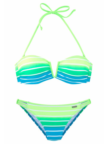 Venice Beach Bandeau-Bikini in türkis-gestreift