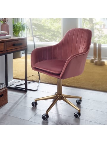 FineBuy Bürostuhl in Rosa / Samt / 54x52x105