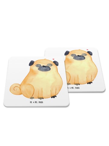 Mr. & Mrs. Panda Untersetzer Set Mops ohne Spruch in Weiß