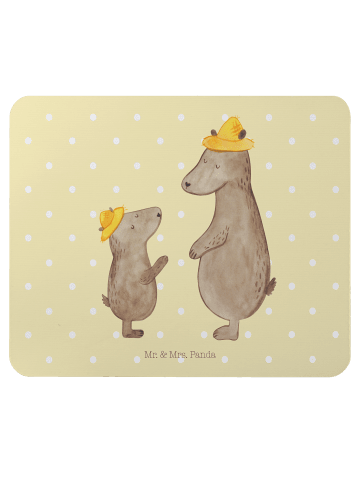 Mr. & Mrs. Panda Mauspad Bären mit Hut ohne Spruch in Gelb Pastell