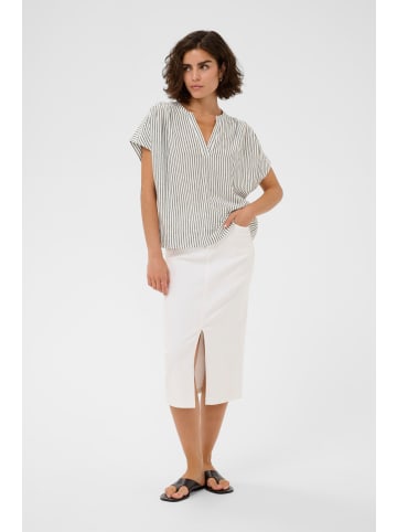 Kaffe Kurzarm-Bluse KAmilia Loose fit in Chalk/Black Stripe