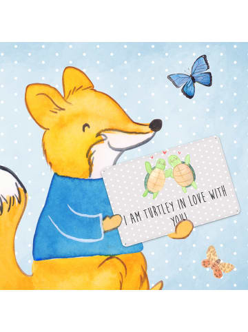 Mr. & Mrs. Panda Blechschild Mit Spruch Schildkröten Paar mit Sp... in Grau Pastell