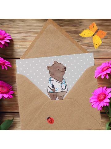 Mr. & Mrs. Panda Einladungskarte Arzt Probleme Lösen mit Spruch in Grau Pastell