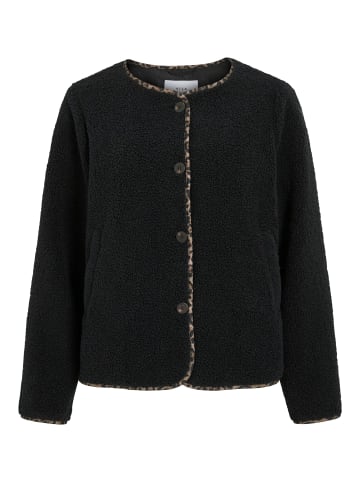 Vila Kuschelige Strickjacke mit Knopfverschluss und Rundhalsausschnitt in Schwarz