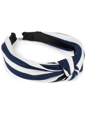 styleBREAKER Haarreif in Dunkelblau-Weiß