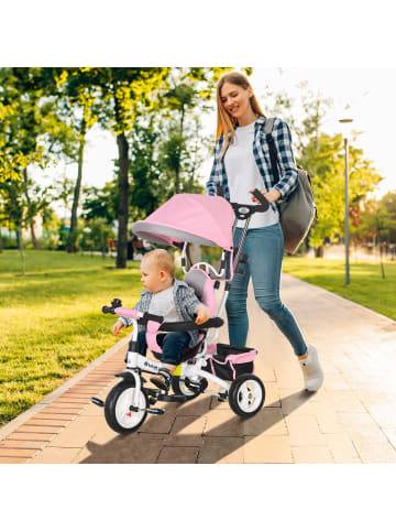 HOMCOM 6-in-1 Dreirad in Rosa 95L x 50B x 106H cm