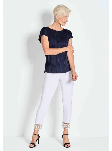 GOLDNER Kurzgröße:  Kurzarm-Oberteil mit U-Boot-Ausschnitt in marine