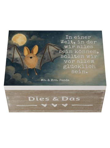 Mr. & Mrs. Panda Holzkiste Fledermaus Flügel Design mit Spruch in Weiß