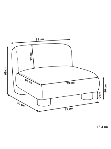 Beliani Sofaelement MJALBI in Beige - (W) 81 x (H) 69 x (L) 91 cm