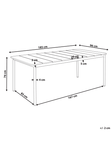 Beliani Esstisch FLAVIA in Braun - (W) 96 x (H) 76 x (L) 185 cm