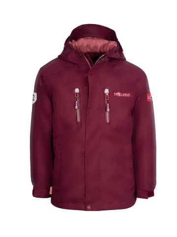 Trollkids Regenjacke "Femund" in Kastanienrot/Antikrosa