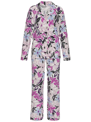 LASCANA Pyjama in rosa-blau-geblümt