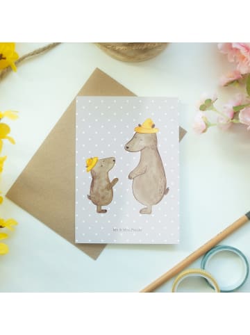 Mr. & Mrs. Panda jubiläumskarte Bären mit Hut ohne Spruch in Grau Pastell