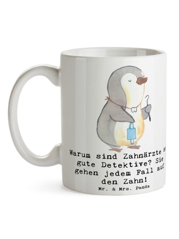 Mr. & Mrs. Panda Tasse Zahnarzt Detektiv mit Spruch in Weiß