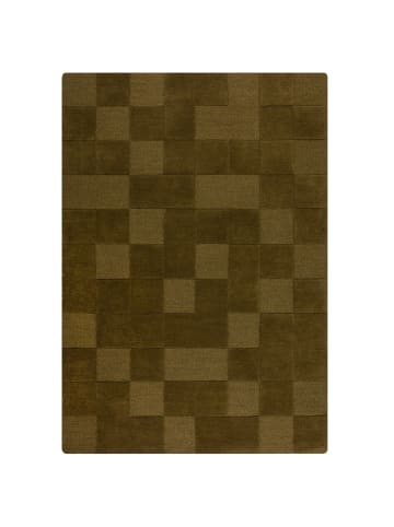 KADIMA DESIGN Wollteppich Schachbrett, Karos, Wohnzimmer schmutzabweisend in Erdtöne-Grün