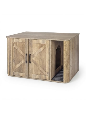 relaxdays Katzenschrank in Braun - (B)85 x (H)50 x (T)49 cm