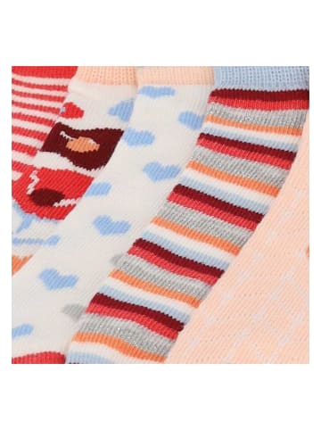 Yuhu Mädchen Sneaker-Socken 5er Pack Blumen Herzen gestreift in Rot