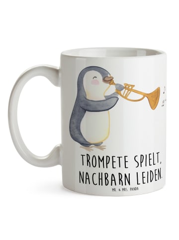 Mr. & Mrs. Panda Keramiktasse Trompete Freude mit Spruch in Weiß