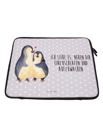 Mr. & Mrs. Panda Notebook Tasche Pinguine Einschlafen mit Spruch in Grau Pastell