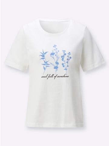 WITT WEIDEN Kurzarmshirt in ecru-himmelblau-bedruckt
