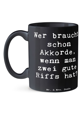 Mr. & Mrs. Panda Keramiktasse Spruch E-Gitarre Zwei Riffs mit Sp... in Schwarz
