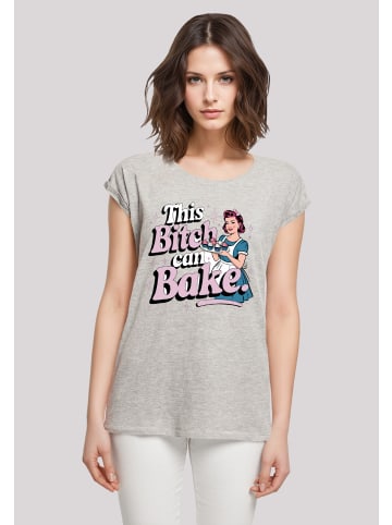 F4NT4STIC T-Shirt Vintage Pin Up Bäckerin in grau meliert