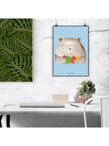 Mr. & Mrs. Panda Posterdruck Bär Gefühl ohne Spruch in Blau Pastell