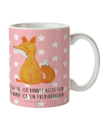 Mr. & Mrs. Panda Kindertasse Einhorn Fuchs mit Spruch in Rot Pastell