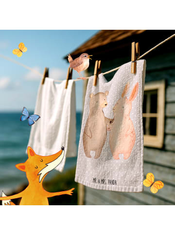 Mr. & Mrs. Panda Handtuch Bär und Hase Umarmen ohne Spruch in Grau Pastell