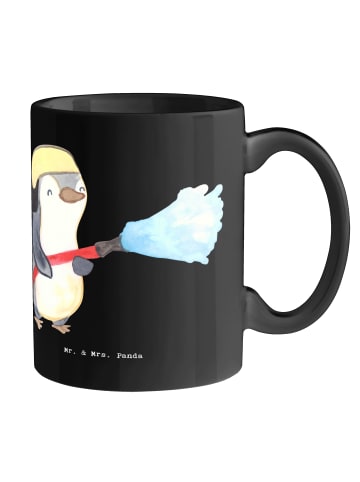 Mr. & Mrs. Panda Kaffeetasse Feuerwehrmann Termine mit Spruch in Schwarz