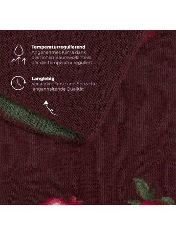 von Jungfeld Gemusterte Socken Best of Icons in Pomegranade Bordeaux Red