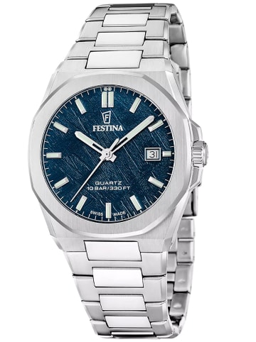 Festina Herrenuhr Stahl/Blau mit Saphirglas