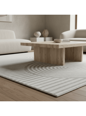 KADIMA DESIGN Teppich Outdoor Flachgewebe Boho Muster Polypropylen Balkon in Grau