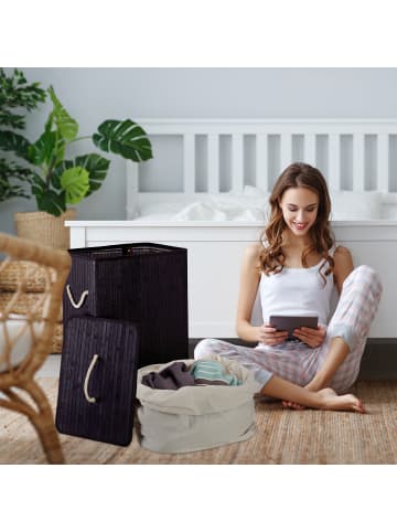 relaxdays 2x Wäschekorb in Schwarz/ Weiß - Je 83 l