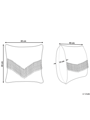 Beliani Dekokissen SOFCA in Beige/Blau - (W) 45 x (H) 12 x (L) 45 cm