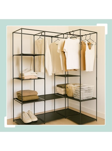 relaxdays Eckschrank in Schwarz - (B)86 x (H)170 x (T)130 cm