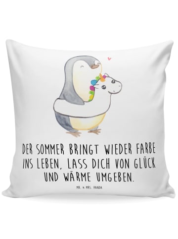 Mr. & Mrs. Panda Kuschel Kissen Sommerfarben mit Spruch in Weiß