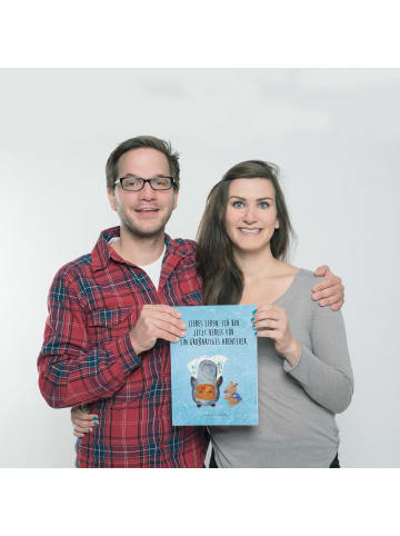 Mr. & Mrs. Panda Poster Pinguin & Maus Wanderer mit Spruch in Eisblau