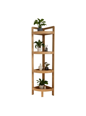 relaxdays Bambus-Eckregal "4 Ablagen" in Natur - (B)23 x (H)105,5 x (T)23 cm