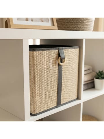relaxdays 2x Aufbewahrungskorb in Natur/ Schwarz - (B)30 x (H)30 x (T)30 cm