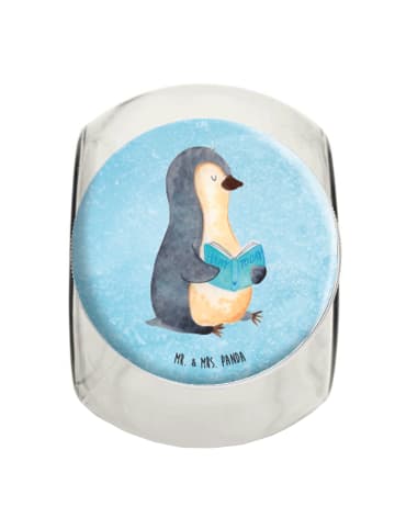 Mr. & Mrs. Panda Süßigkeiten Glas Pinguin Buch ohne Spruch in Eisblau