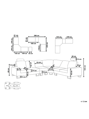 Beliani Ecksofa STOCKHOLM in Beige/Schwarz - (W) 293 x (H) 103 x (L) 235 cm