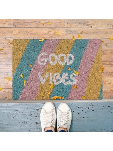 relaxdays Fußmatte "Good Vibes" in Bunt - (B)60 x (T)40 cm