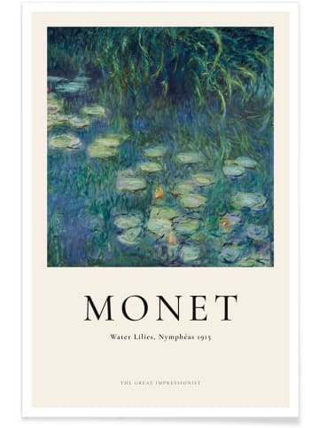 Juniqe Poster "Monet - Water Lilies, Nymphéas" in Blau & Cremeweiß