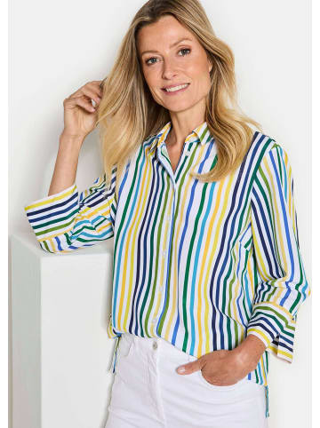 GOLDNER Blusenshirt mit Streifenmuster in grün / blau / gelb / gestreift