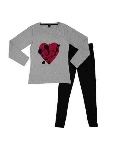 United Labels Disney Minnie Mouse Schlafanzug - Herzen  Langarm in schwarz/grau