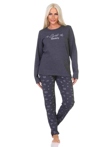 NORMANN Schlafanzug Pyjama langarm Sterne Optik - 88025 in anthrazit