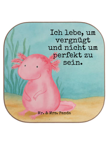 Mr. & Mrs. Panda Glas-Untersetzer Axolotl Niedlich Design mit Sp... in Weiß
