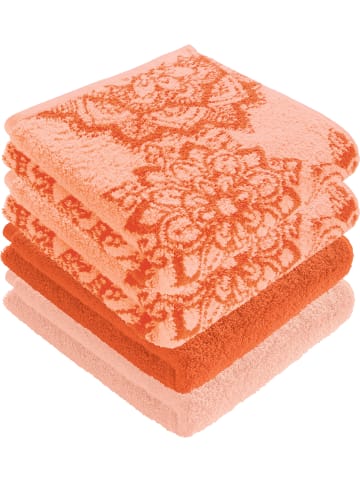 Erwin Müller Frottier, Jacquard Handtuch 4er-Pack Bühl in apricot/orange